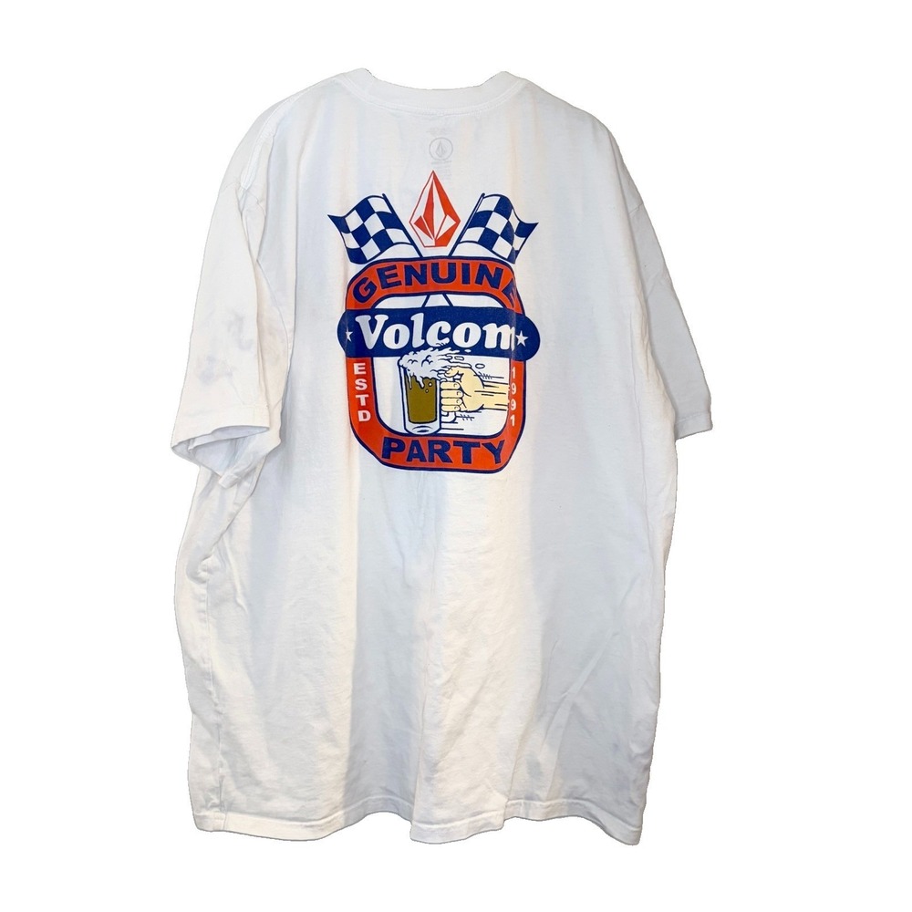 Volcom Mens XXXL 3X White Fifth Gear SST Party Racing Graphic Shirt 2024